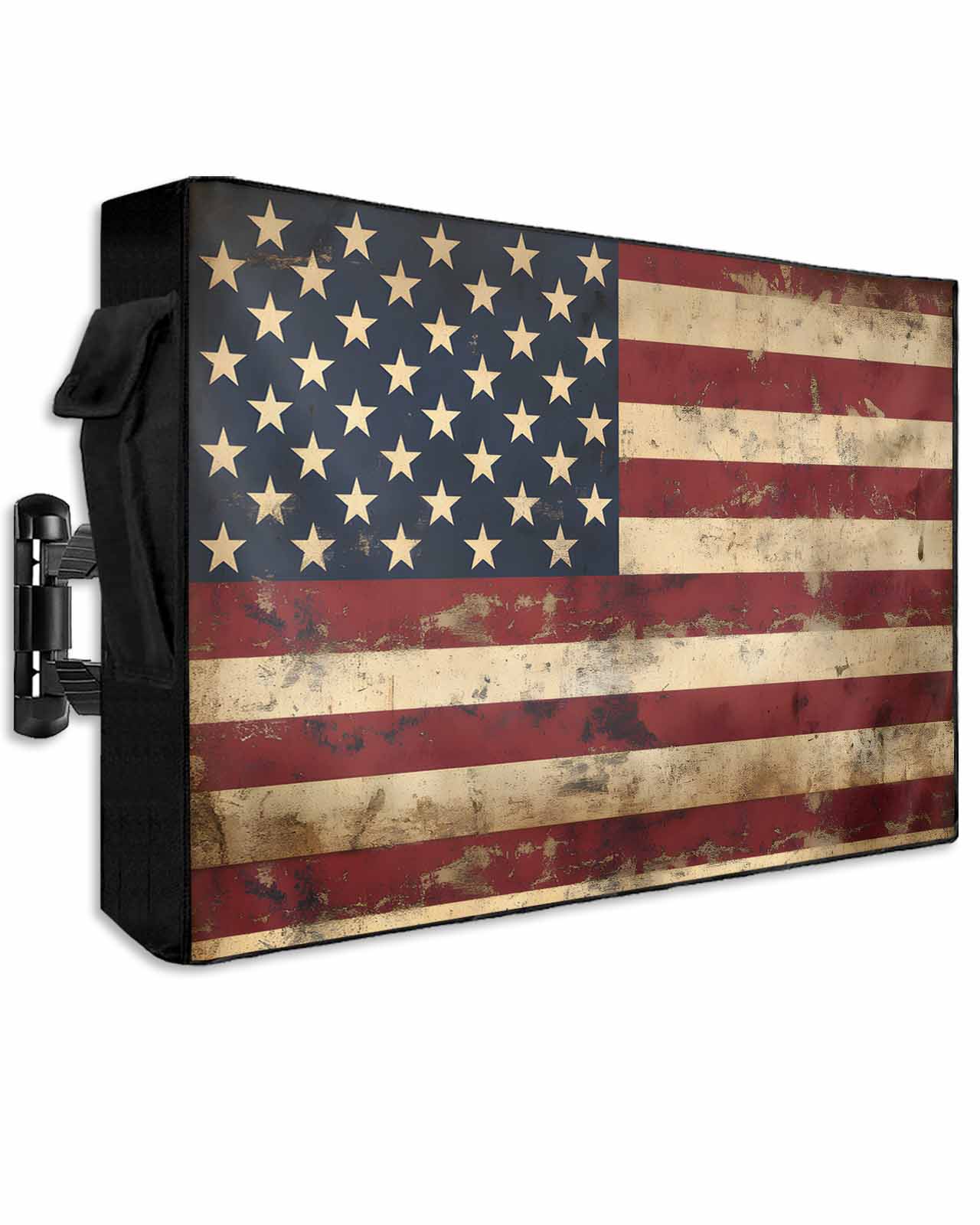 American Flag Outdoor TV Cover 40-43 Inch Weatherproof, Vintage Retro USA Flag Red Blue Waterproof Outdoor TV Covers